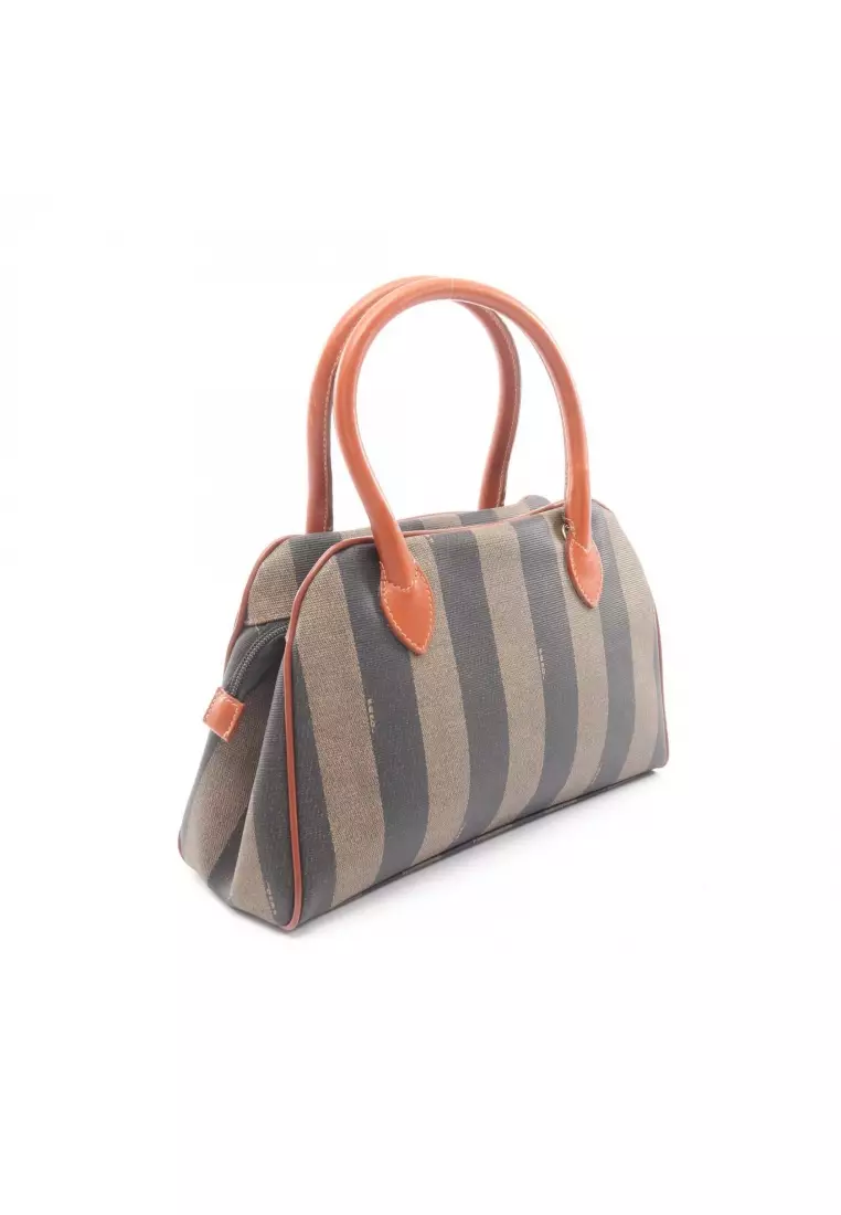 Pre-Loved Fendi Pecan Handbag PVC leather black Brown