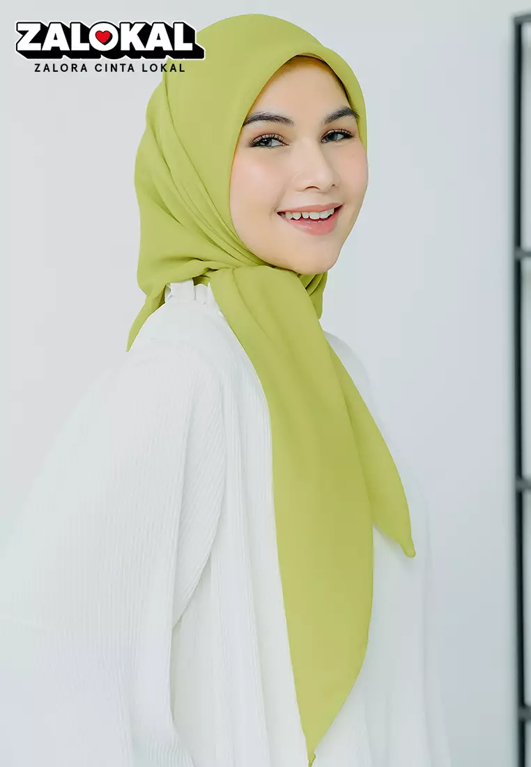 Polly Cotton (Hijab Segiempat Bella Square) Lime