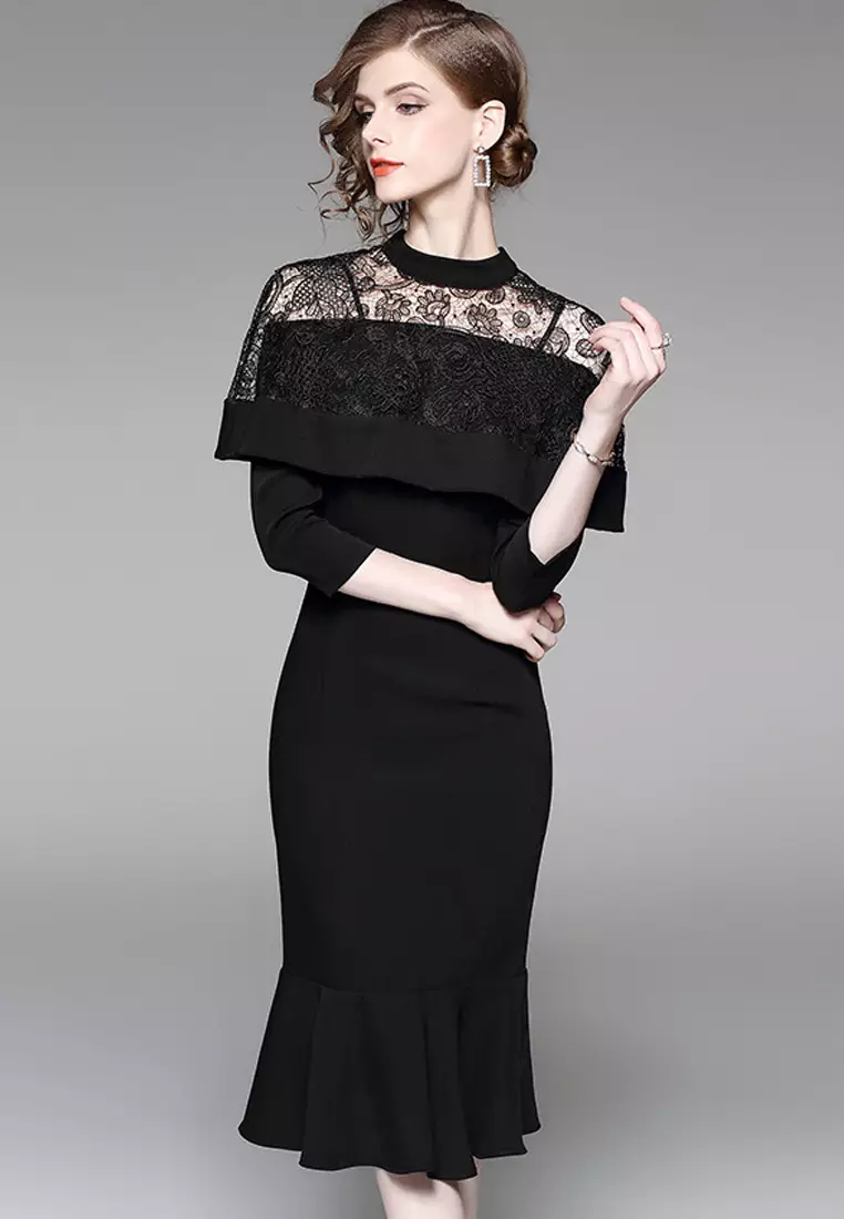 Buy Sunnydaysweety New Lace Stitching Black One Piece Dress UA120503. 2026  Online | ZALORA Philippines
