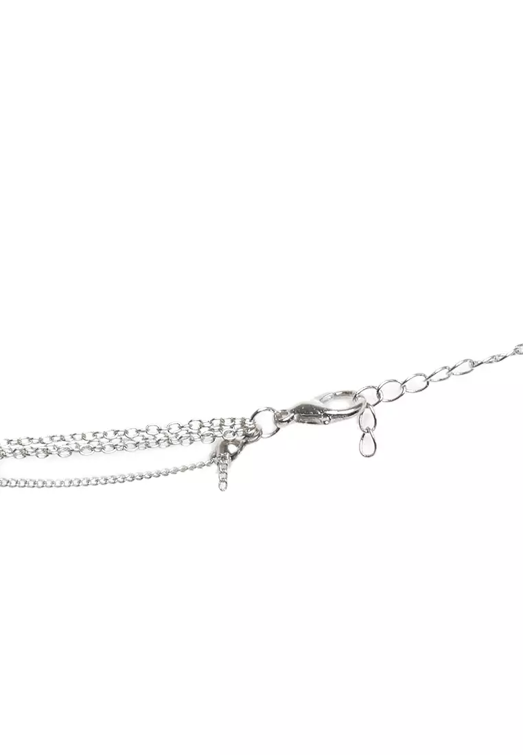 Kalung Liontin Choker Retro Pendant Necklace Perhiasaan Fashion Wanita - Silver