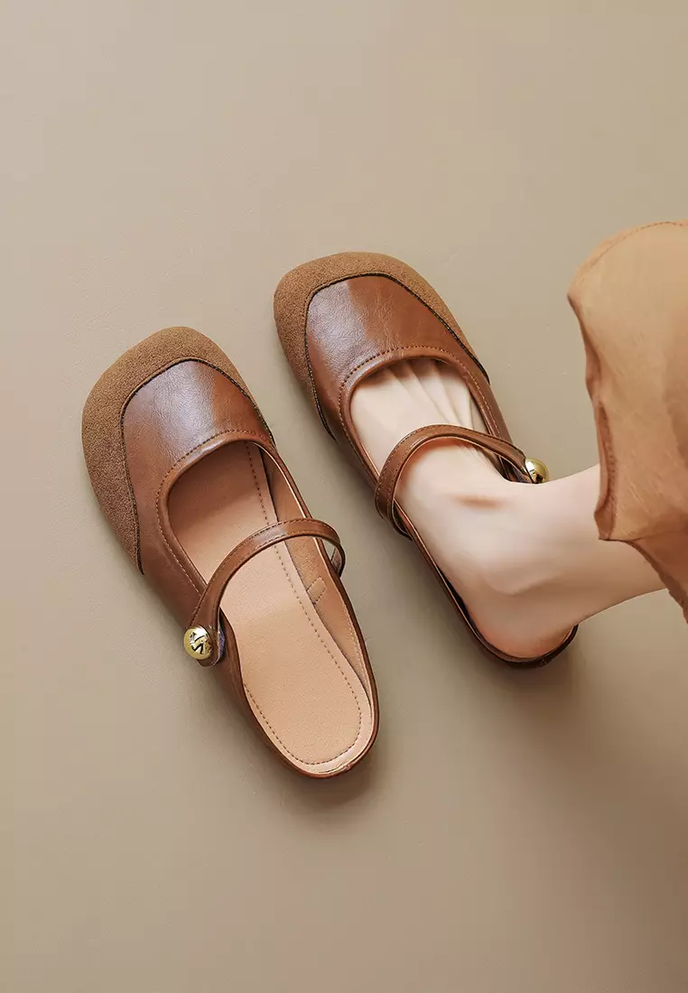 Vintage Buckle Strap Flat Mules WW993-3