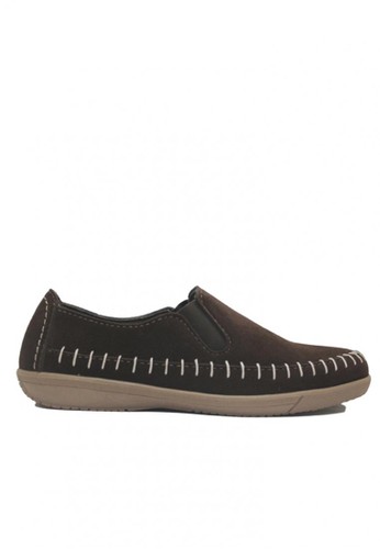 D-Island Shoes Casual Slip On Rajut Comfort Dark Brown