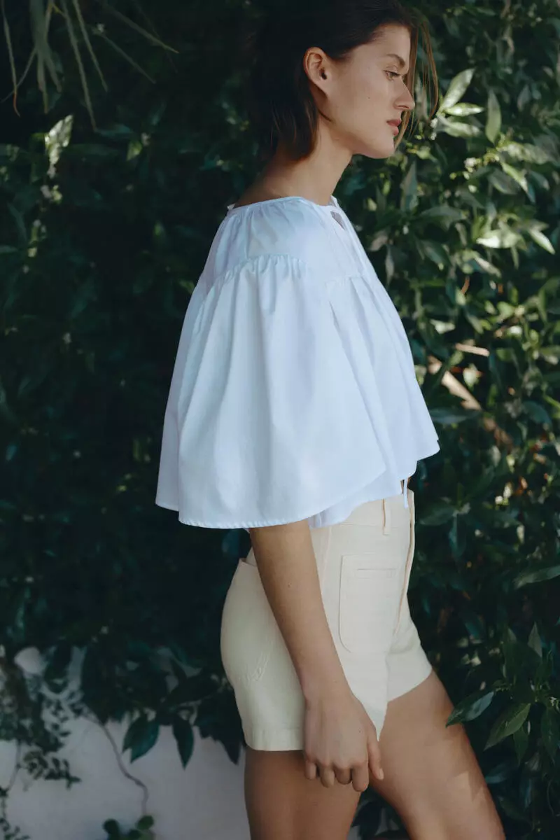 High-waisted denim shorts