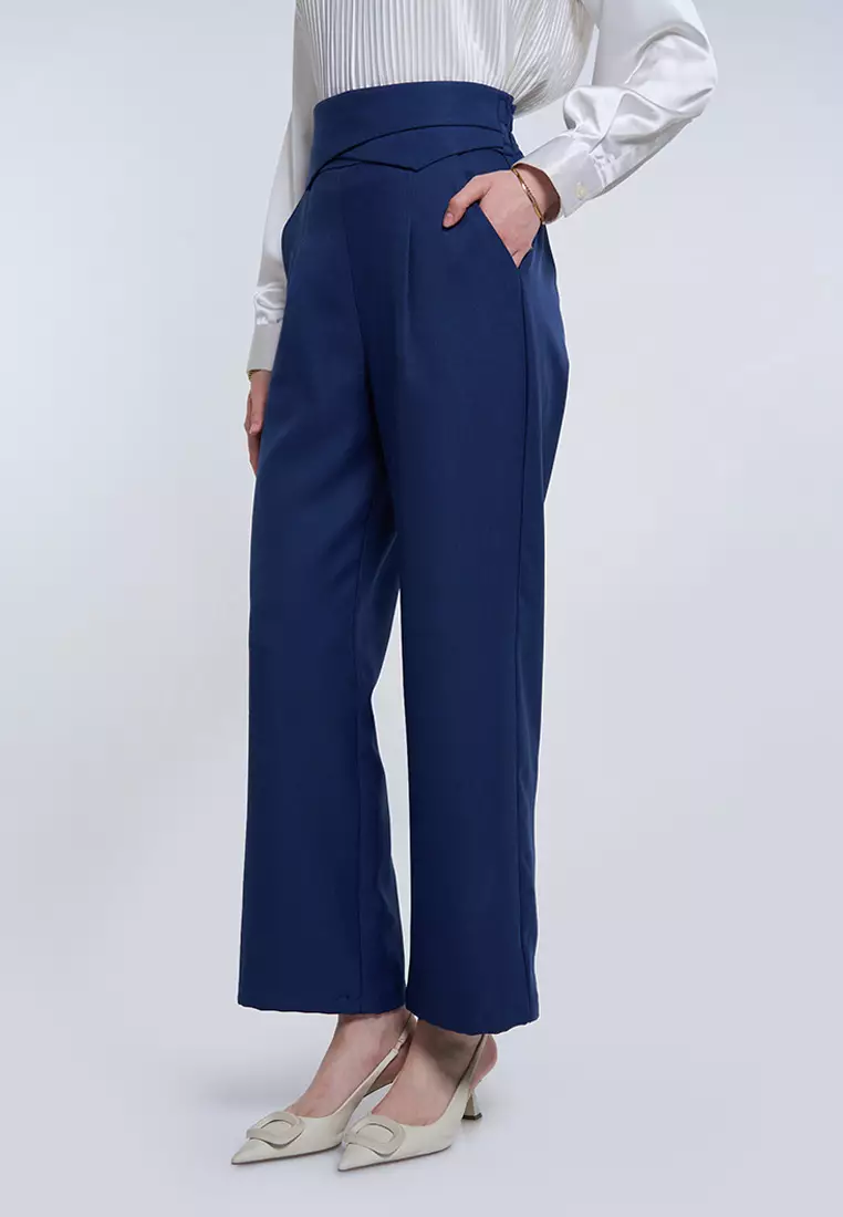 Kami Arisa High Waisted Pants Navy