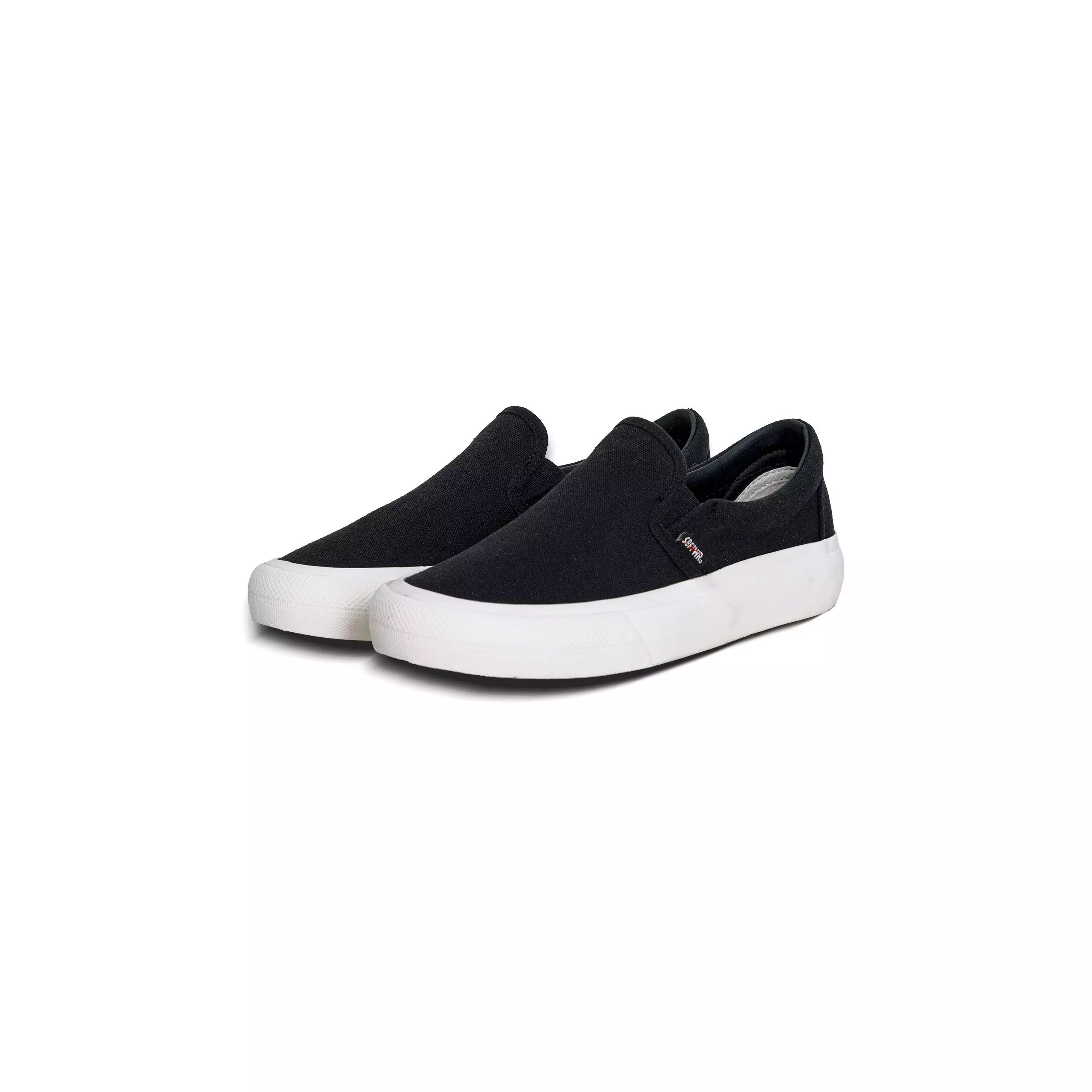 SABA KIDS Slip On Evan ALL Black White - Sepatu Sneakers Sekolah Anak Original 100% VTK 42