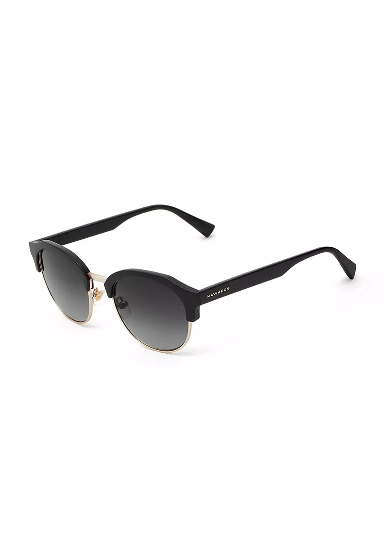 HAWKERS Rubber Black Gradient CLASSIC ROUNDED Sunglasses for Men and Women, Unisex. Official Product Designed in Spain