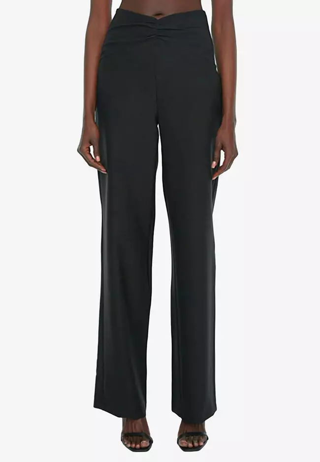 Casual Loose Wide-Leg Drape Suit Trousers Pants A22022525BK