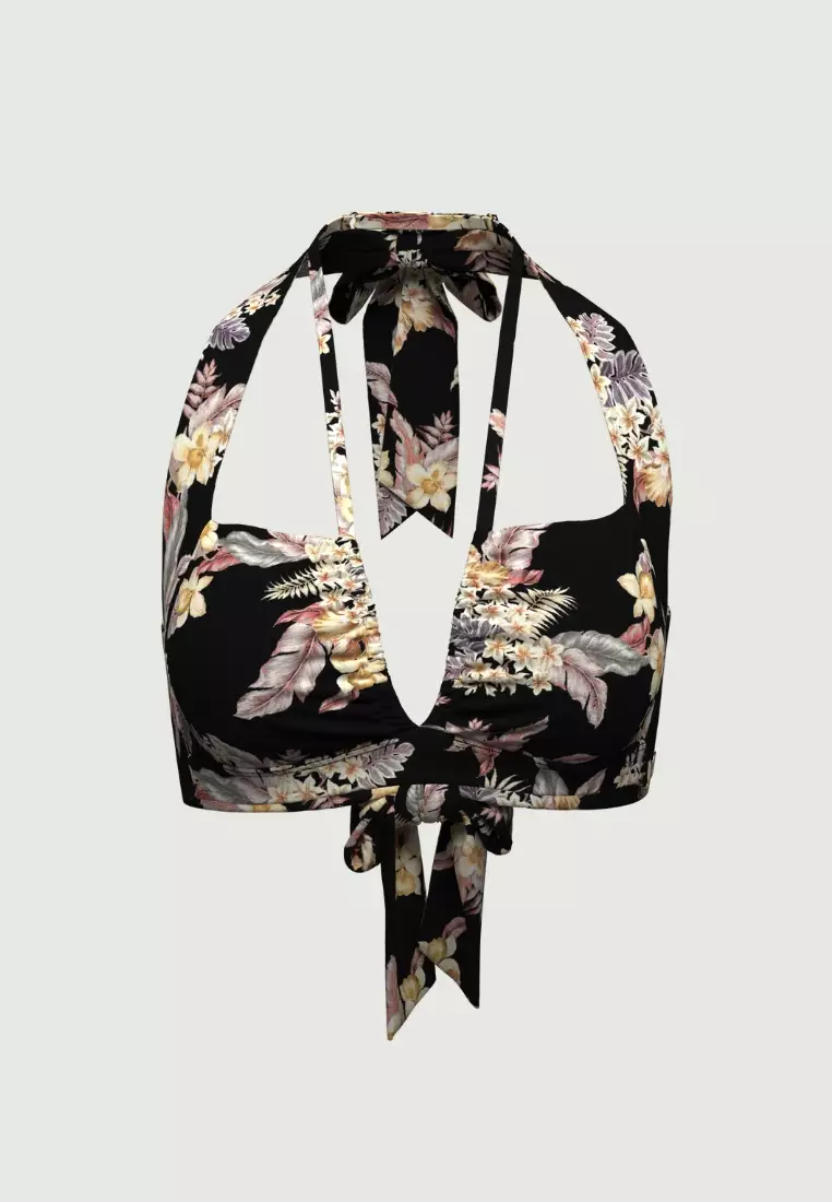 Desert Tropics Black Halter Bikini Top