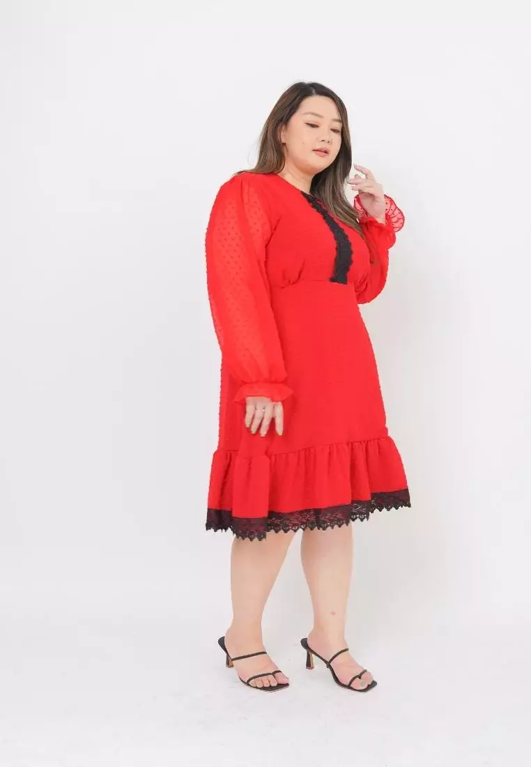 Plus Size Party Dress Cecillie Red