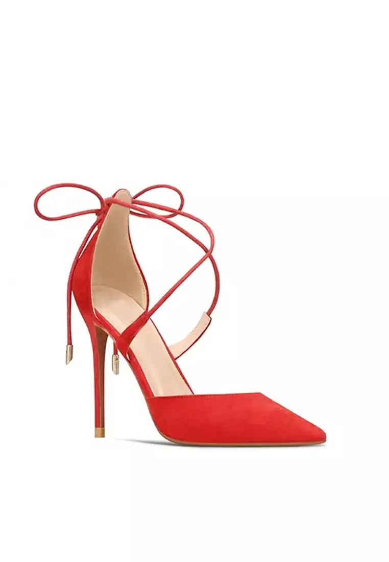 Red lace up pumps top