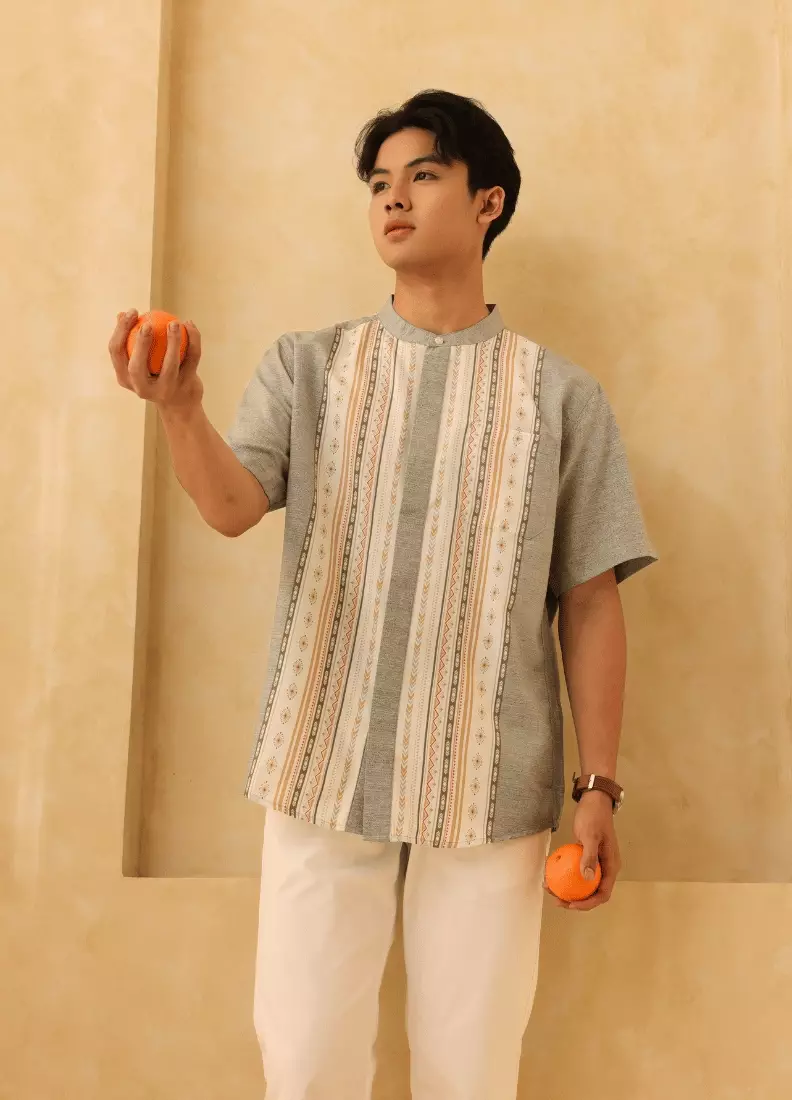 POLICE Kemeja Koko Printing Cotton Soft Regular Fit Pria