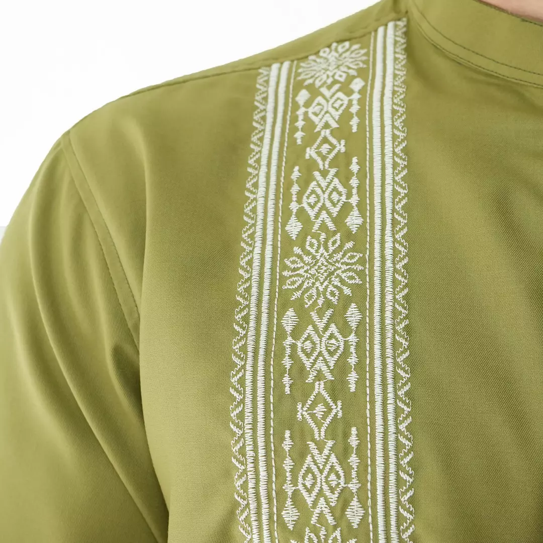 Casella Baju Koko Pria Lengan Panjang Premium | Baju Koko Batik Riyadh 9985 Army