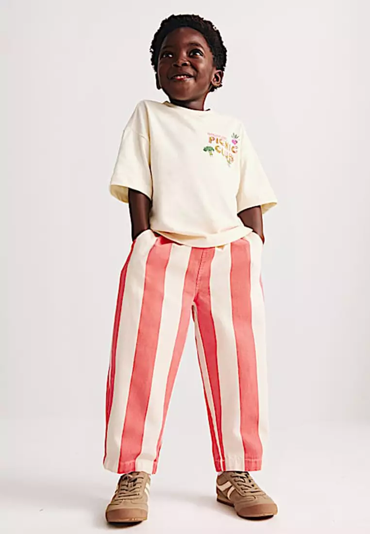 2 Piece Pure Cotton T-Shirt & Striped Trousers Outfit