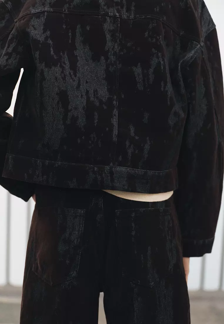 Wide-Leg Devoré Jeans