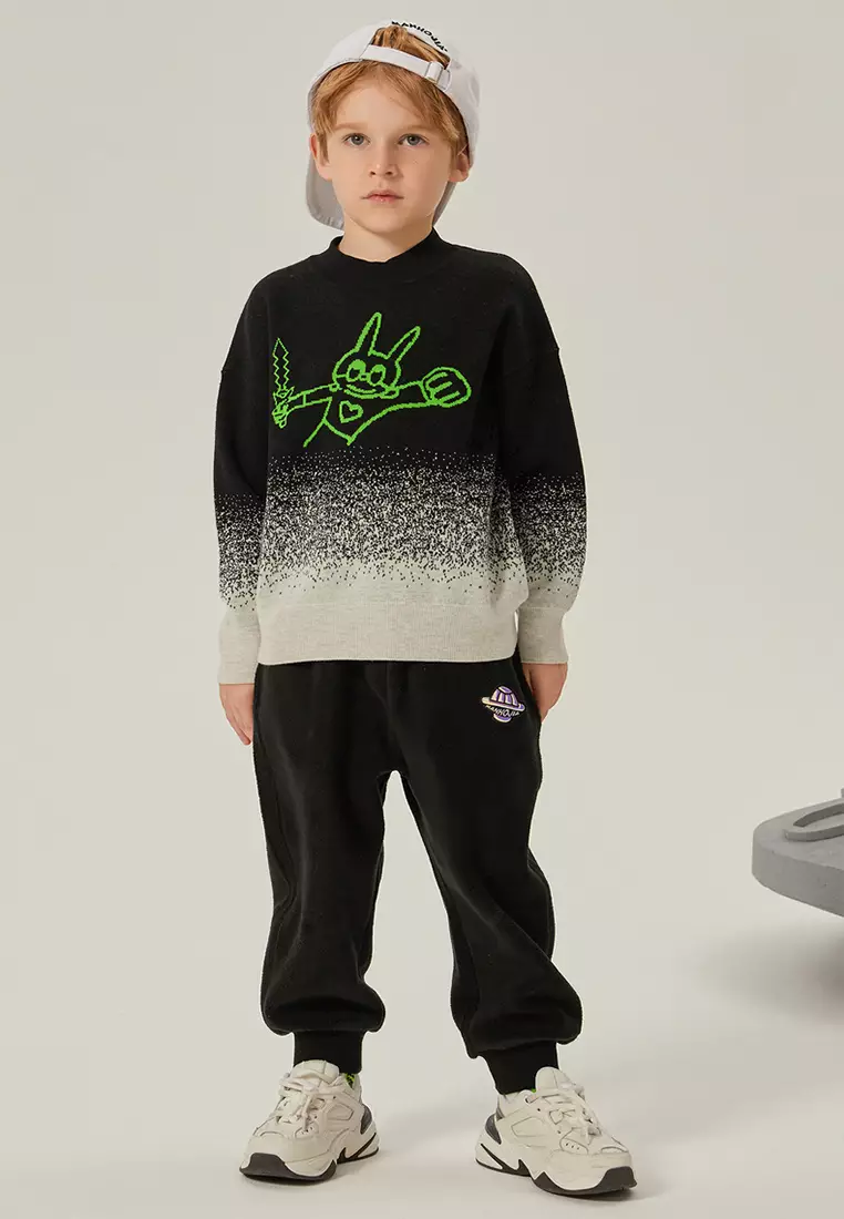 童装裤子双面摇粒绒镭射标加绒针织裤