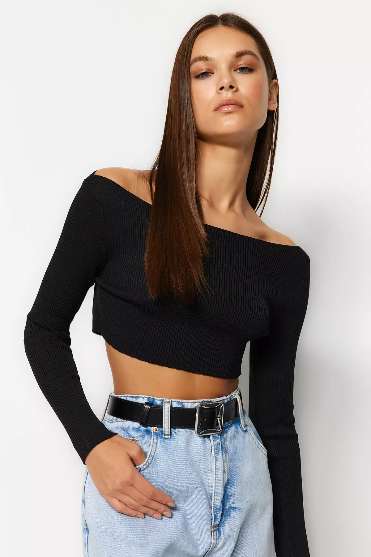 Trendyol 2 In 1 Mock Neck Off Shoulder Knit Top 2023 Buy