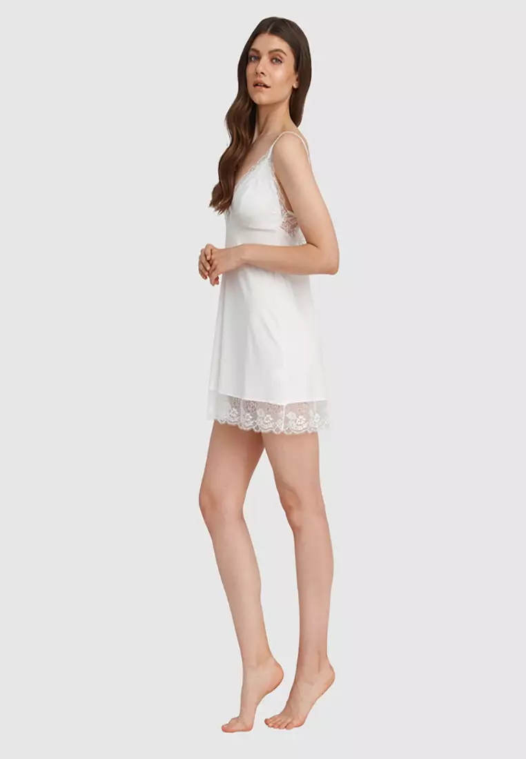 White chemise slip shop
