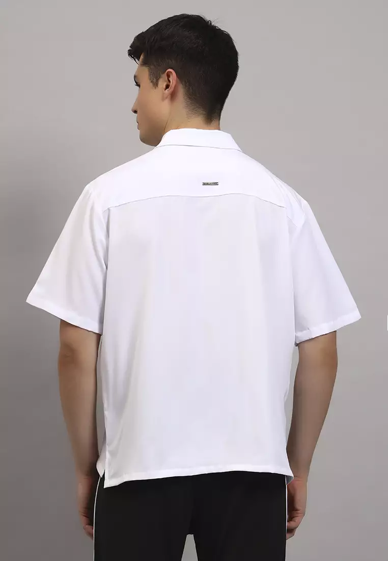 男士弹力短袖工装白衬衫