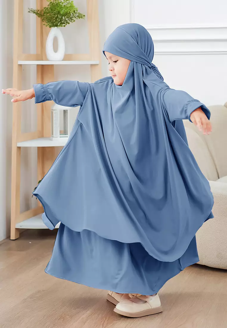 Alyafa Khimar One set Syari | Set Dress Gamis Syari Cadar - Anak - XL