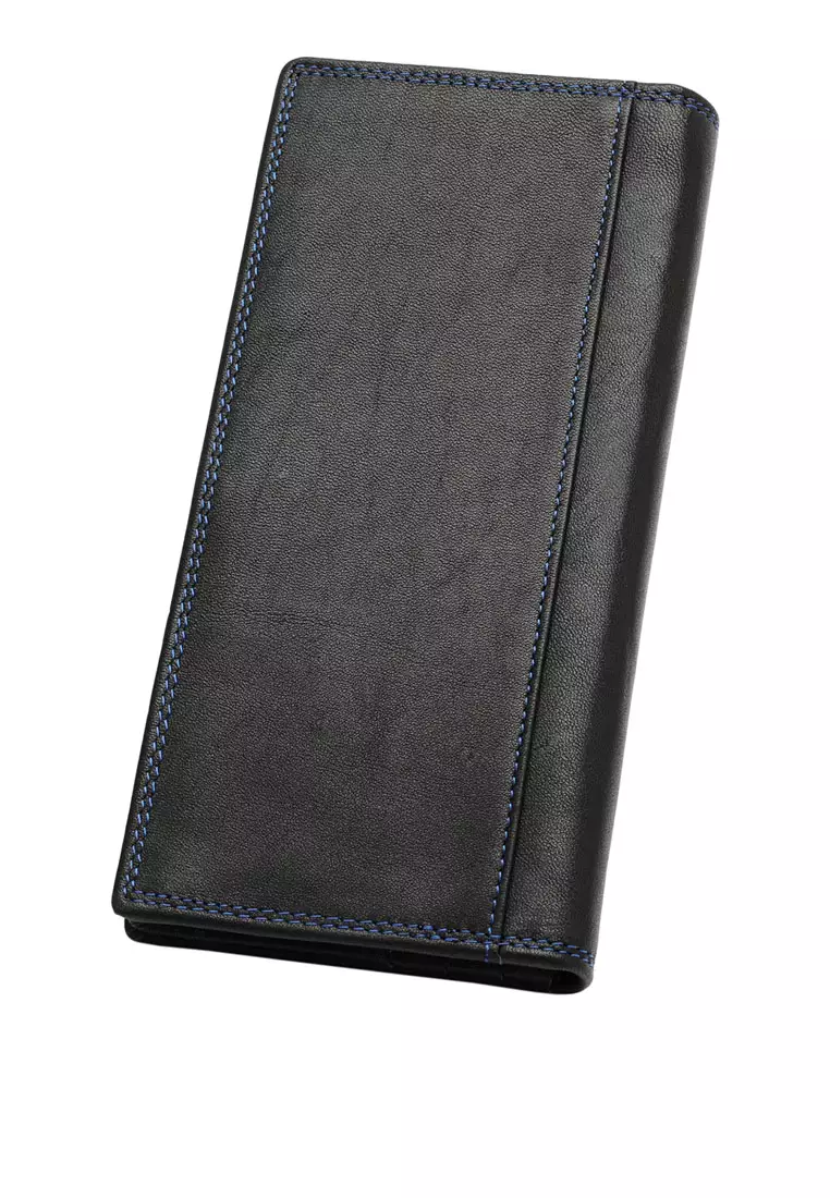 Men's RFID Blocking Bi Fold Long Wallet - Black