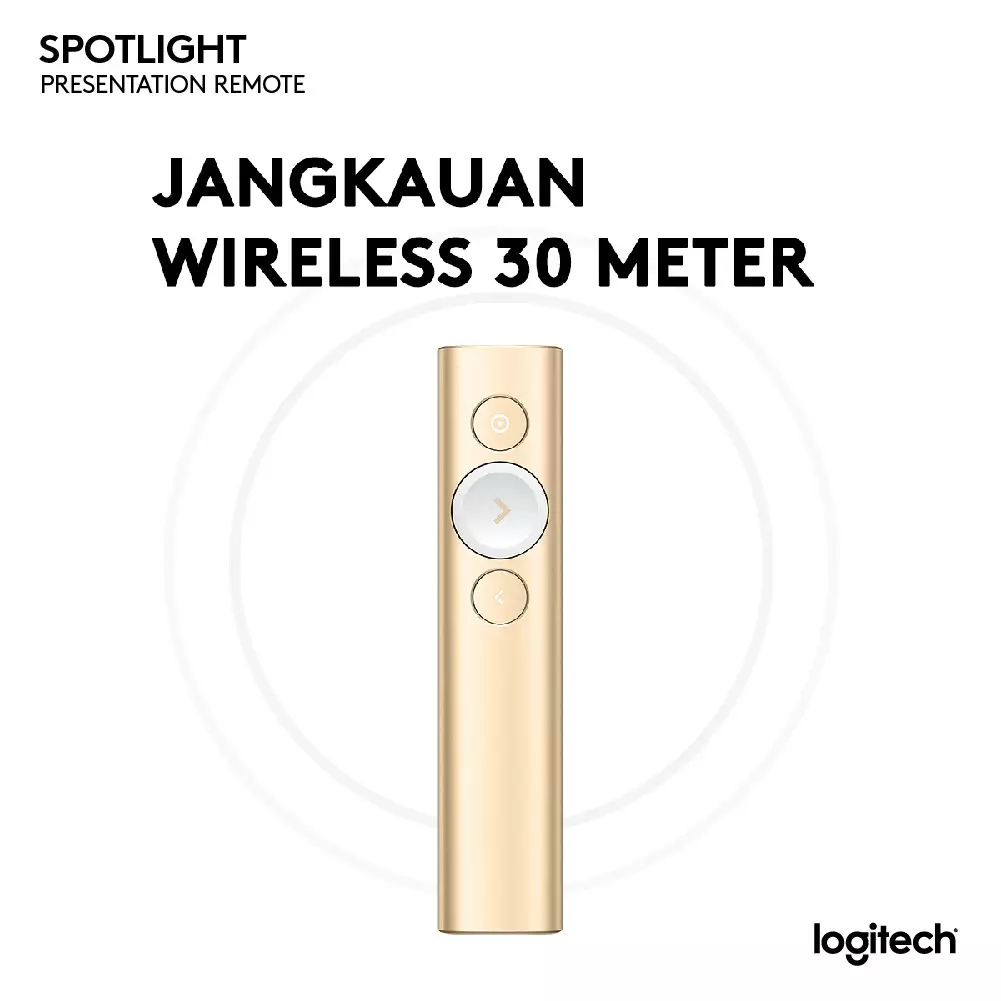 Jual Logitech Logitech Spotlight Pointer Presenter Advanced Wireless / Bluetooth Gold Original