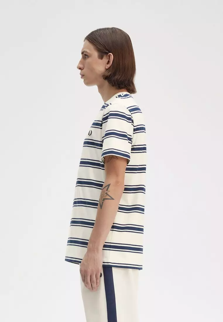 Buy Fred Perry Fred Perry M9851 FINE STRIPE T-SHIRT (ECRU