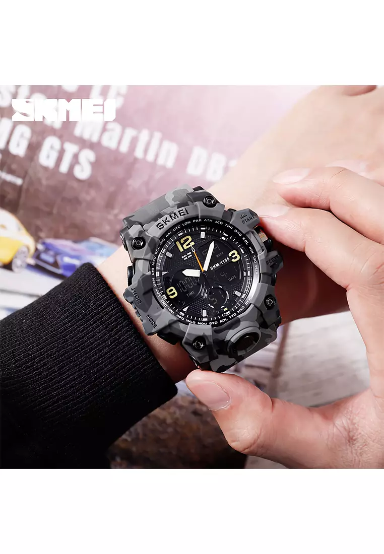 Skmei - Jam Tangan Pria - Grey - Resin Strap - 1155-C