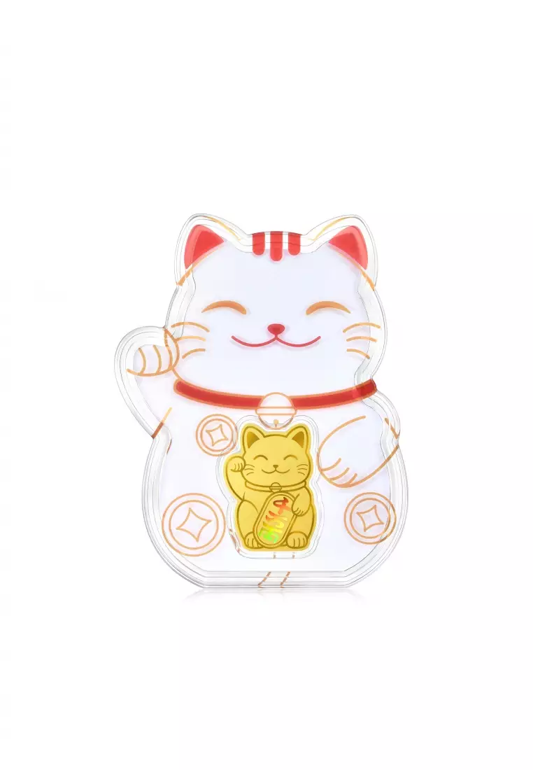 999.9 24K Gold Chinese Gifting Collection Maneki Neko Lucky Cat Ingot 95503D