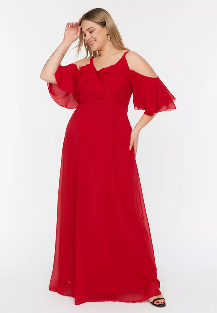 Plus Size Cold Shoulder Maxi Dress