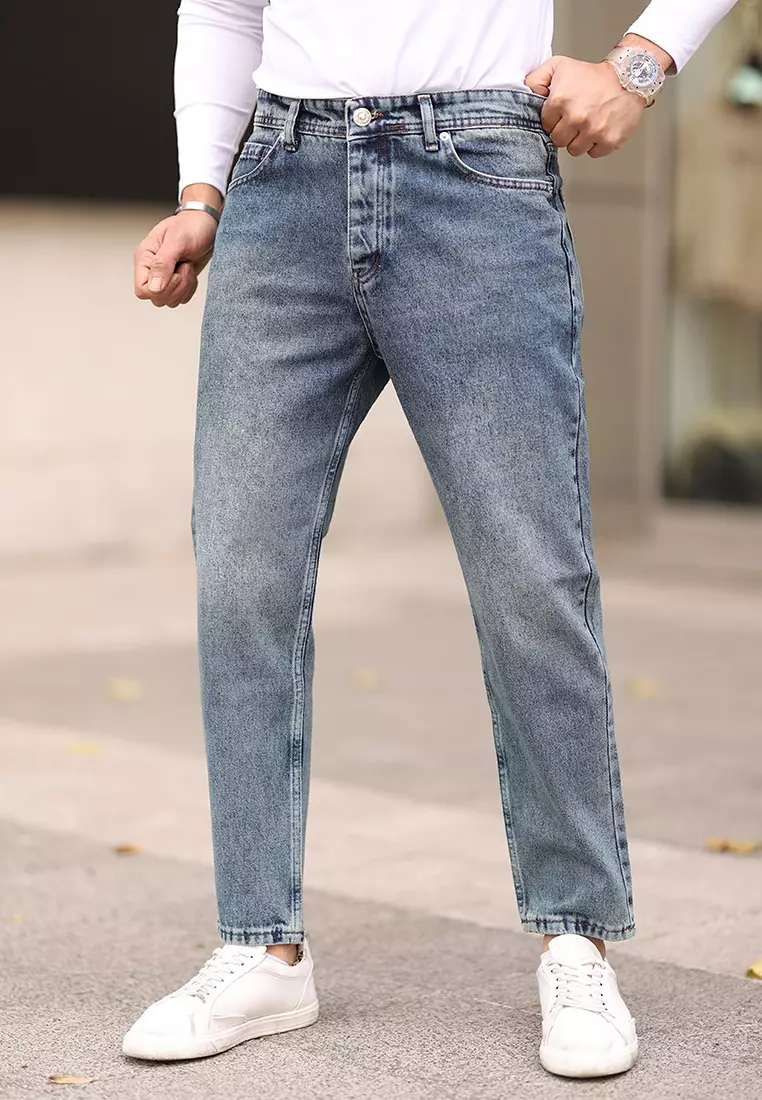 Medium Blue 100% Cotton Boyfriend Jeans TMNAW25JE00020