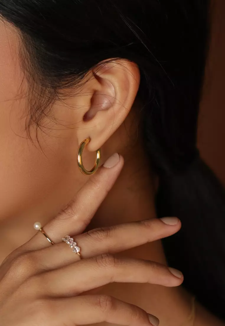 Tube Small Hoops Earrings 18k Gold