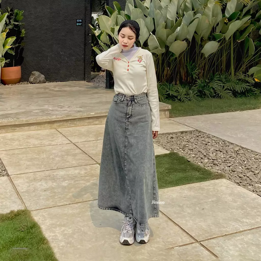 Highwaist Rok Basic Jeans Panjang 990 SEVENTY