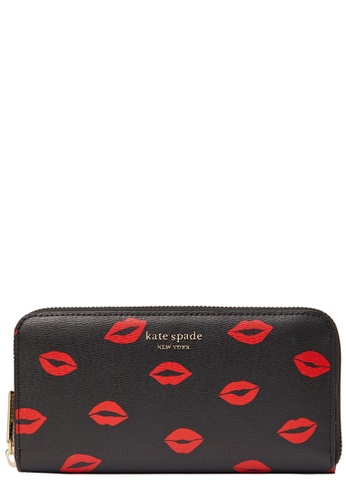 Buy Kate Spade Kate Spade Spencer Kisses Zip-Around Continental Wallet in  Black Multi k5687 2023 Online | ZALORA Singapore