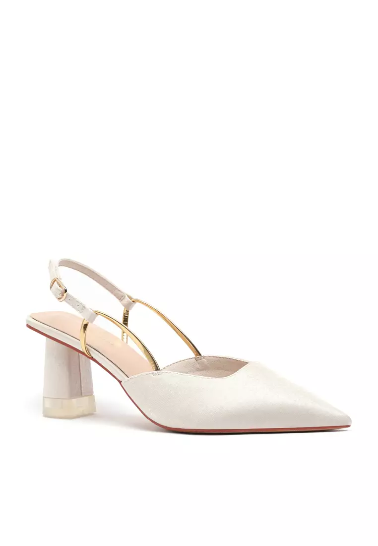 Satin Fabric Slingback High Heel 1669-3