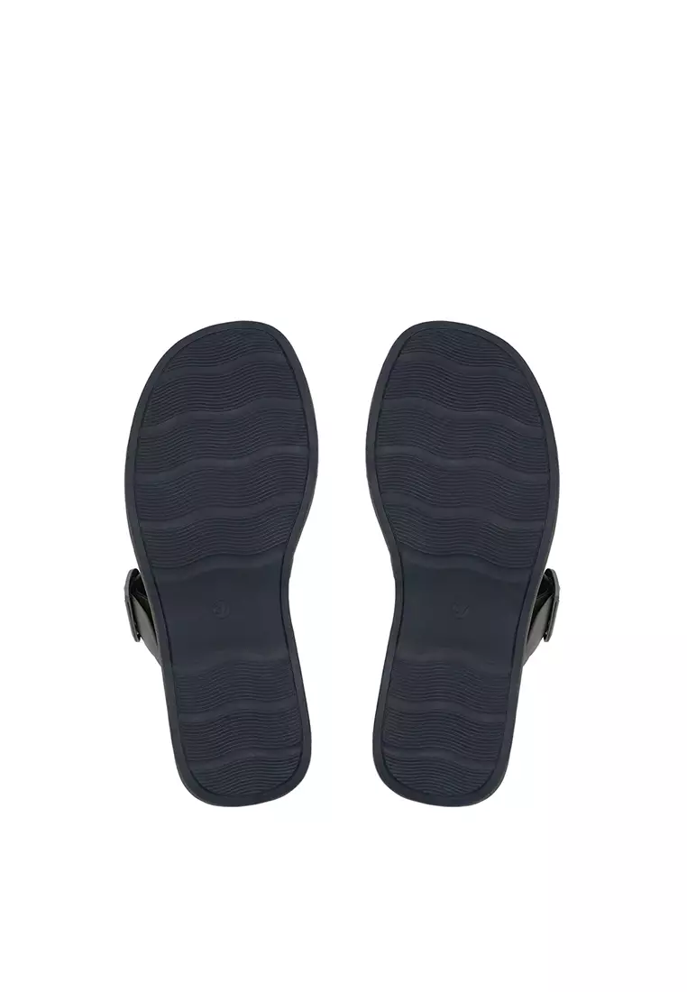 Dark Green CR Lea Double Strap Sandals