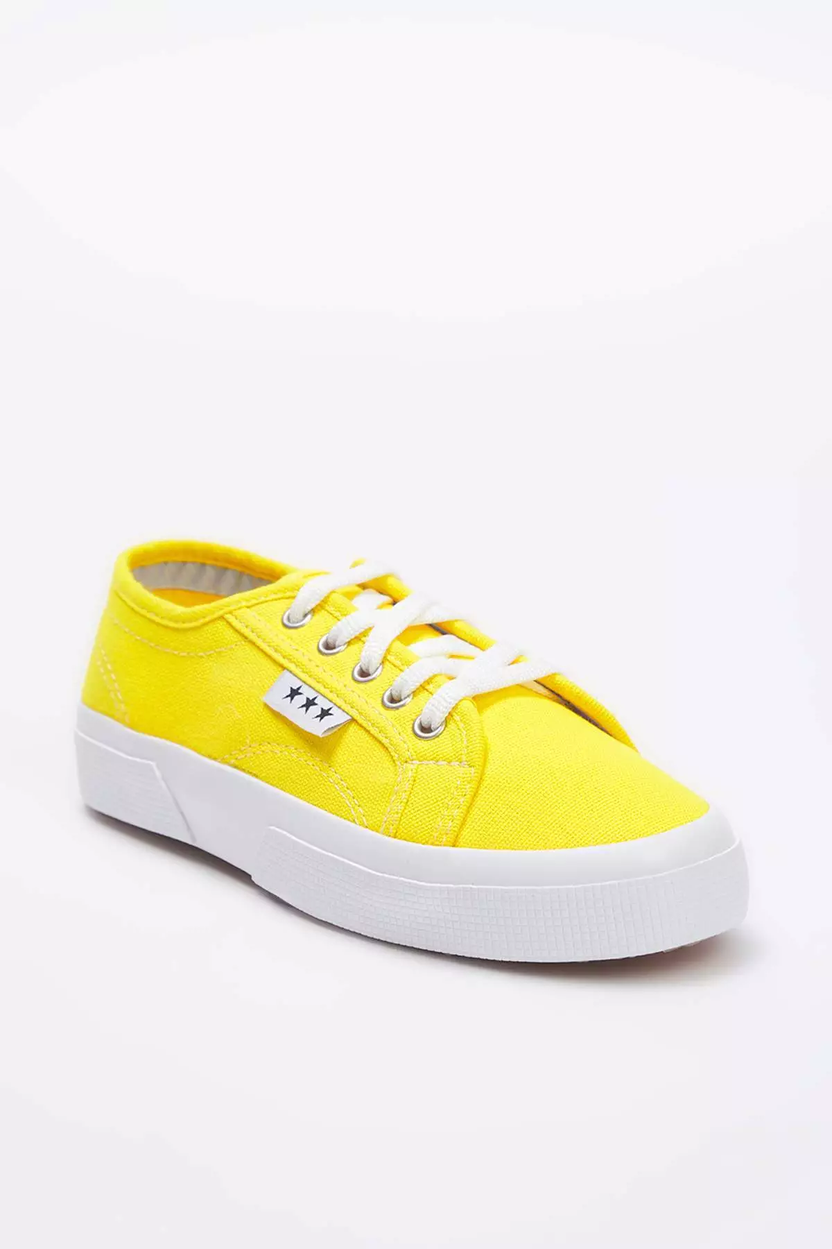 Yellow Lace-Up Flat Sole Women Sneaker Takss25Sn00039