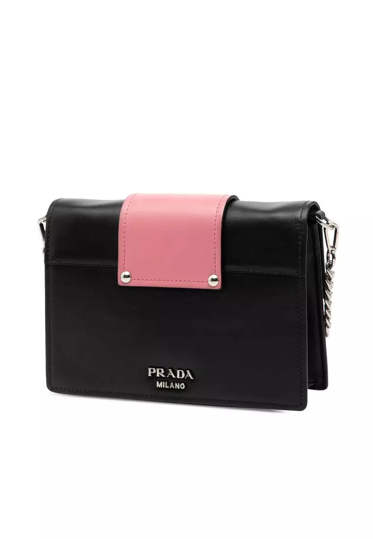 Pre-Loved Prada City Calf Crystal Embellished Ribbon Bag