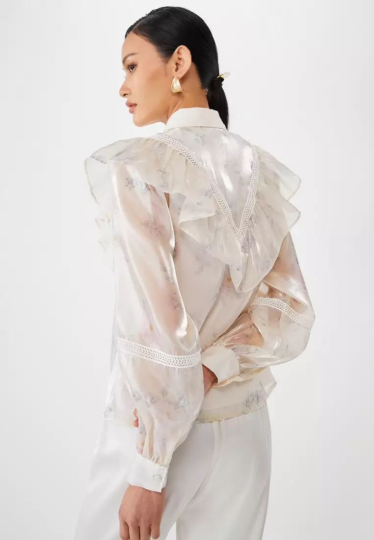 Floral Print Ruffle Blouse - Multi