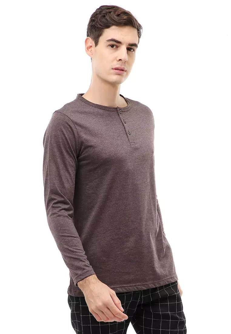 Jack T-Shirt Atasan Kasual Pria Model Kancing Plain Design Lengan Panjang Material Cotton ORIGINAL