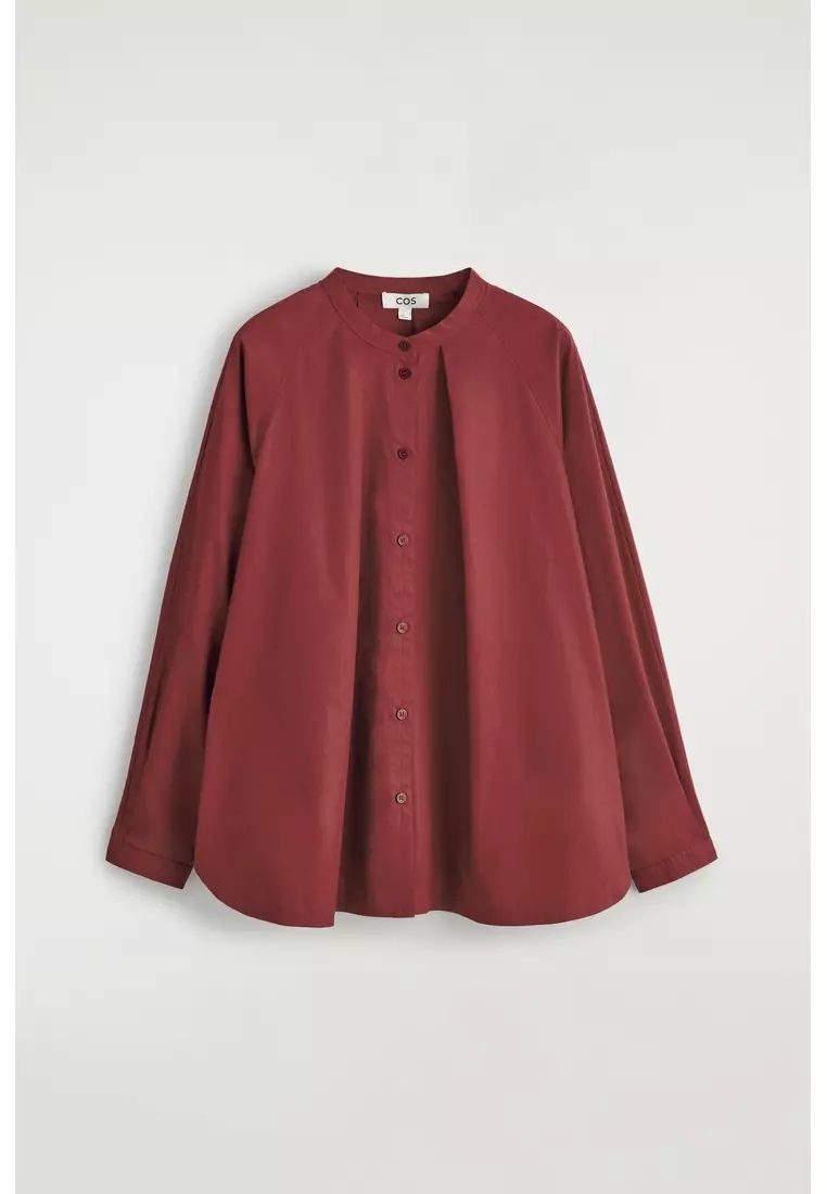 GRANDAD-COLLAR COTTON SHIRT