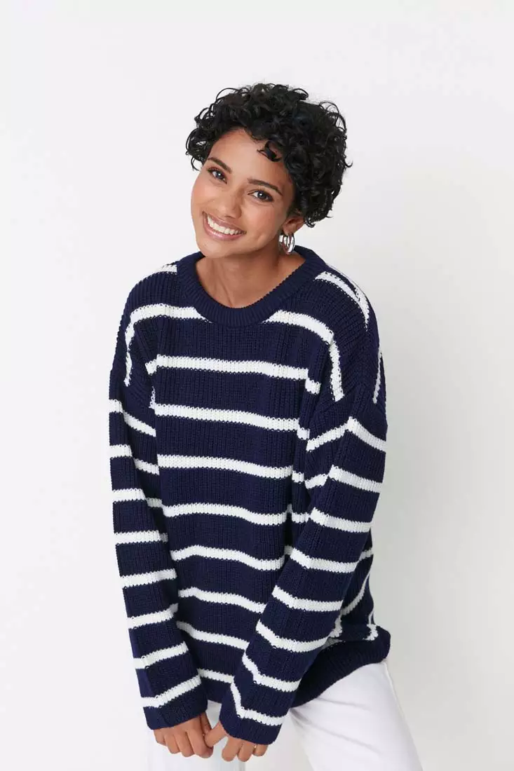 Trendyol Wide Fit Striped Knit Sweater 2024 Buy Trendyol Online