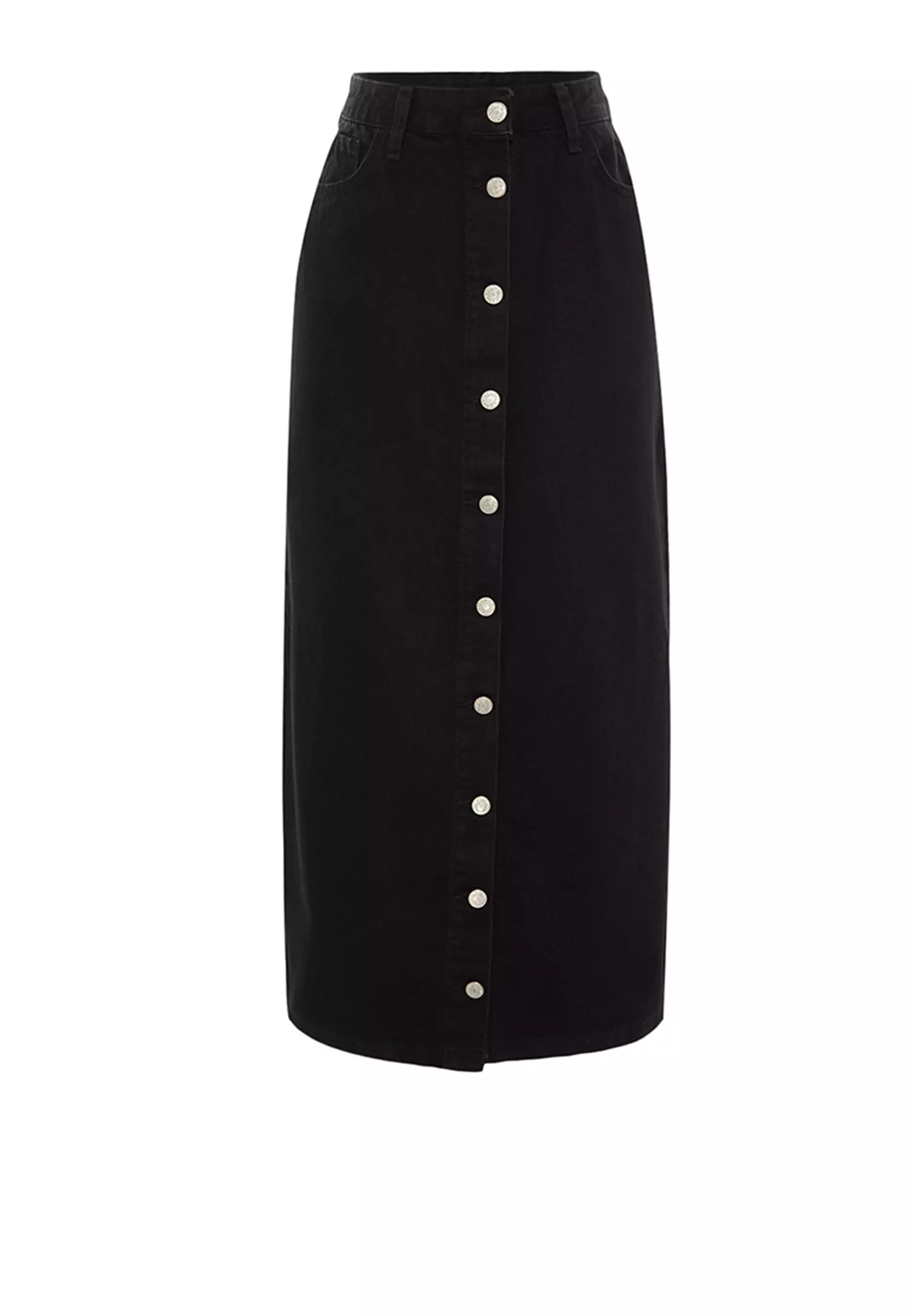 Denim Skirt with Button Closure