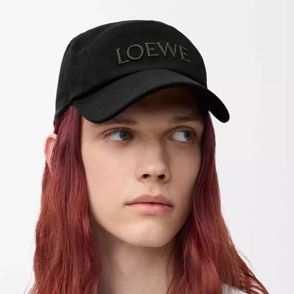 Jual LOEWE [5.5UPER DEALS] Logo Embroidery Cotton Camp Cap Black ...