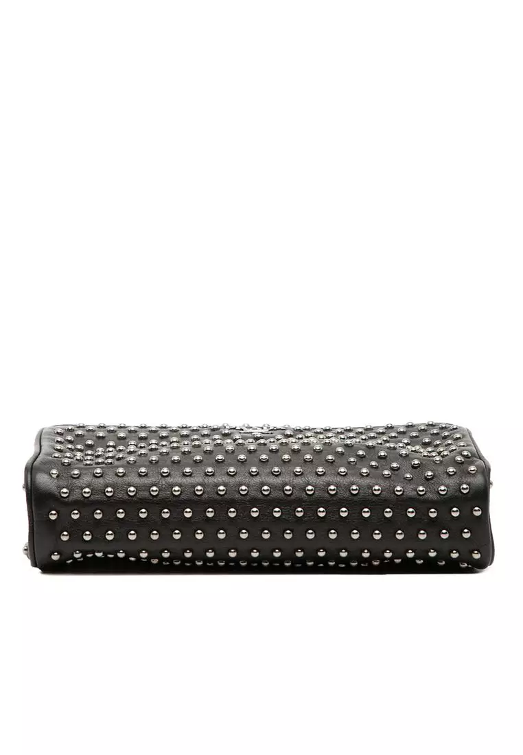 Pre-Loved Prada Studded Leather Clasp Clutch