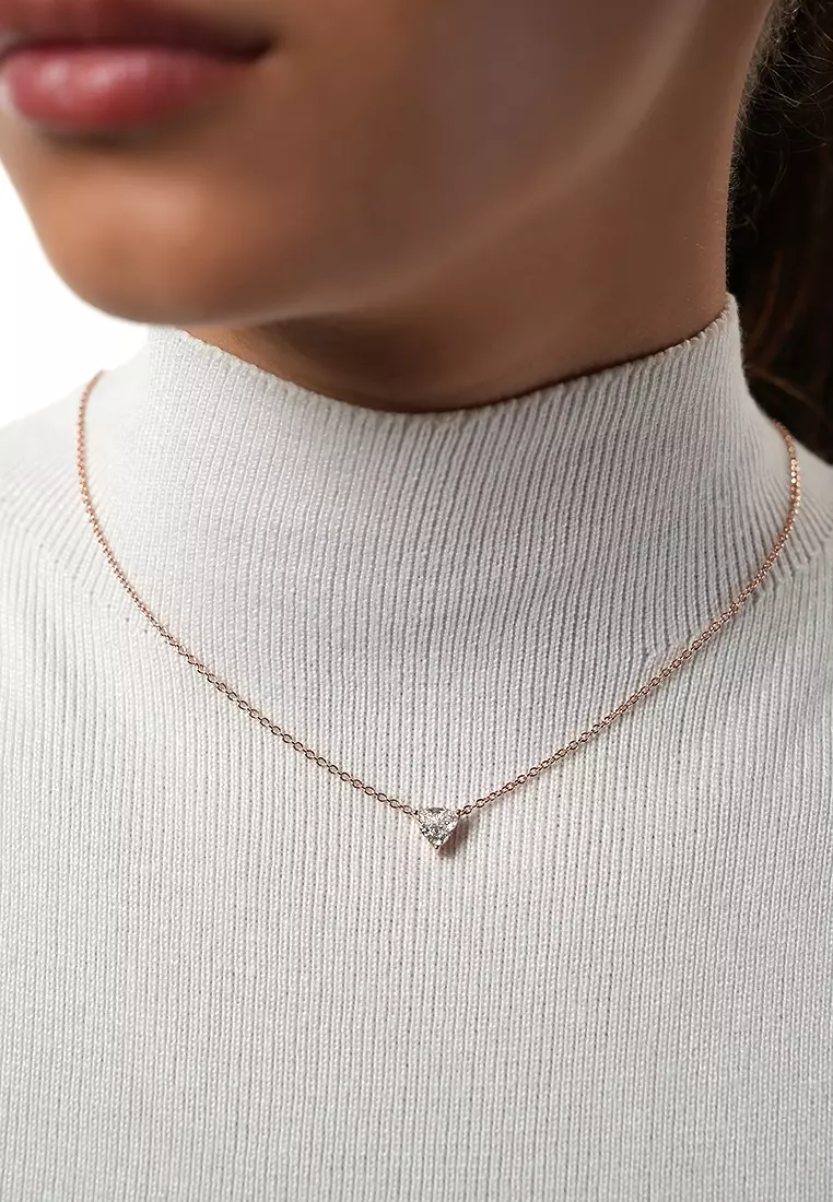 Modern Trillion Cut Lab Grown Diamond Pendant Necklace in 14K Rose Gold D/E-VVS/VS (1.05ct TDW)
