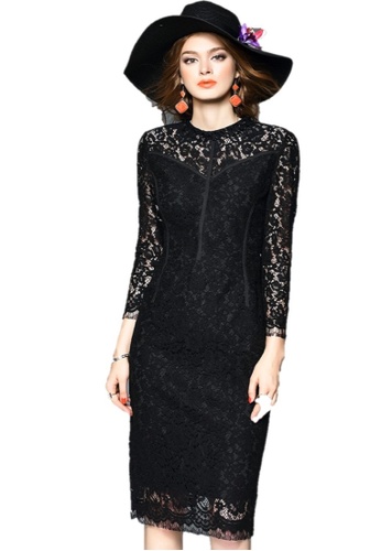 black lace one arm dress