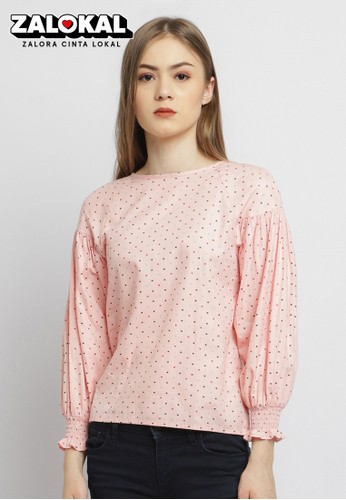 Beyoutiful The Label pink Callie Ballon Sleeve Blouse 10006AAC923EF8GS_1
