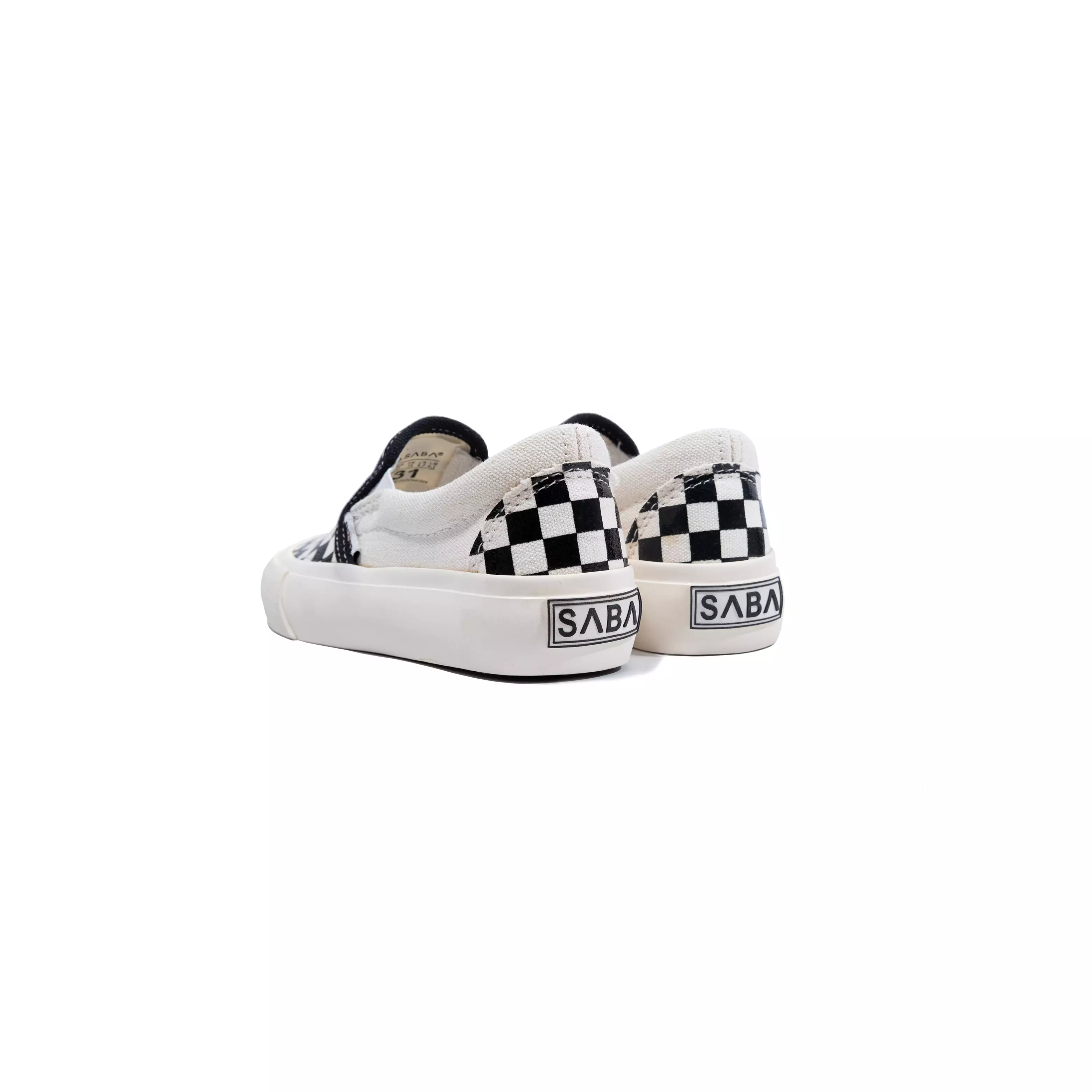 SABA KIDS Slip On Evan Checkerboard Off White - Sepatu Sneakers Sekolah Anak Original 100% CHK 06
