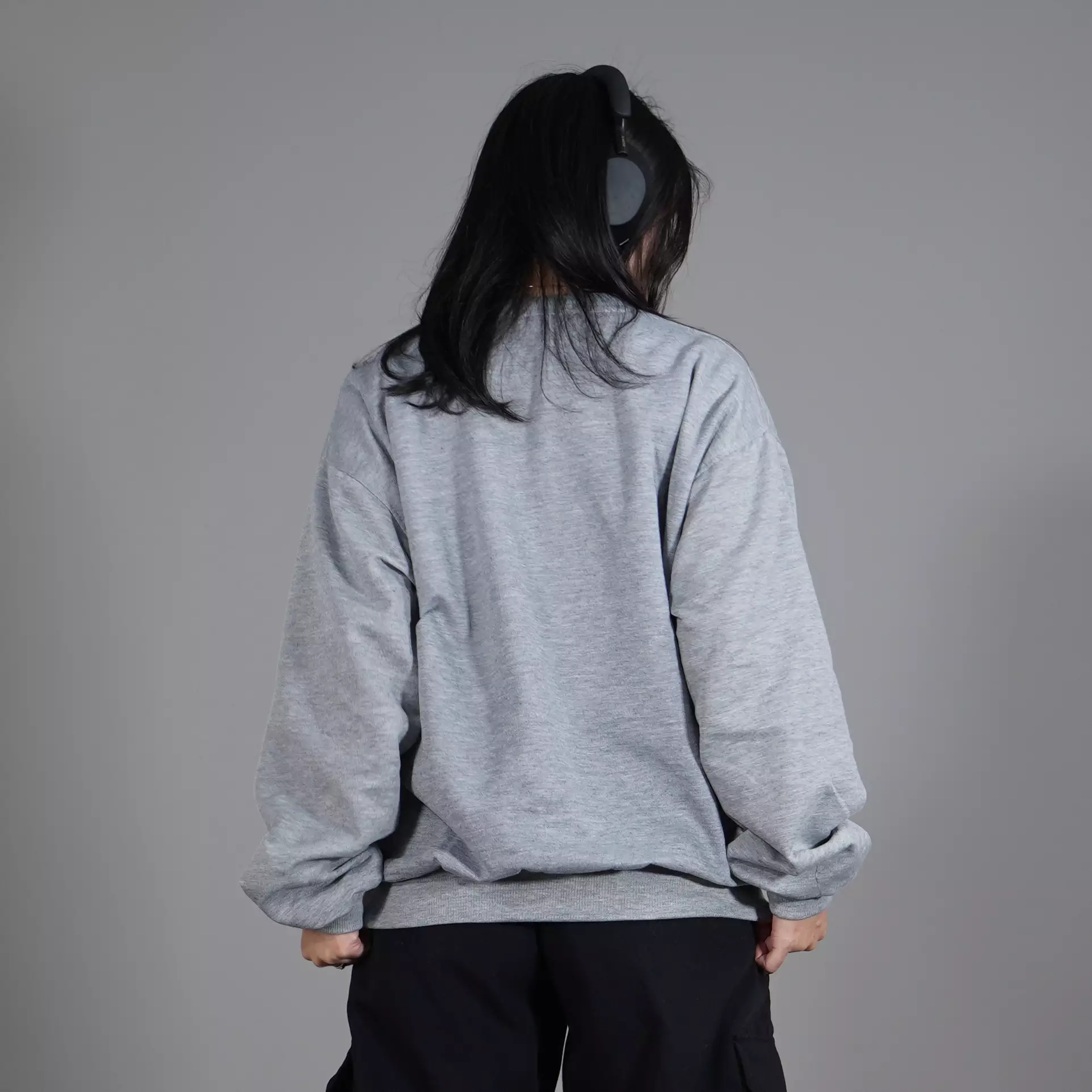  Sweater Sablon POWER Sweater Wanita Oversize Sweater Oversize Unisex - Abu Muda