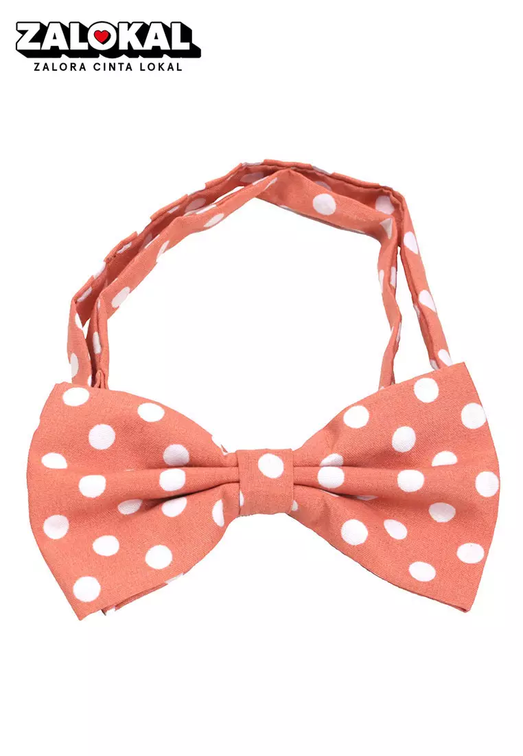 Dasi Kupu Bowtie Coral Polka A21